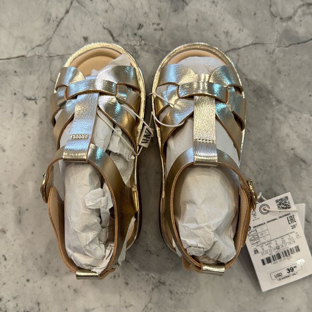NWT Zara Gold Sandal